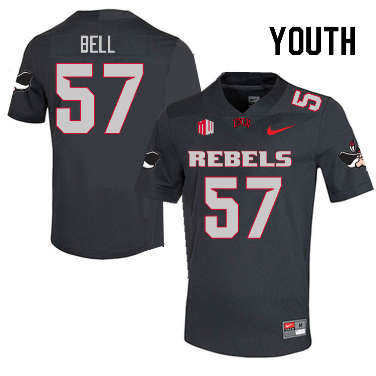 Youth #57 LeShaun Bell UNLV Rebels College Football Jerseys Stitched Sale-Charcoal